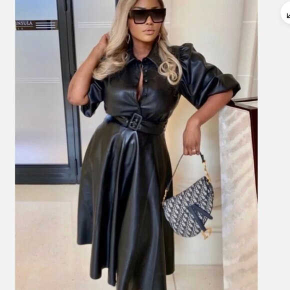 Zara Faux Leather Skirt With Belt Black Blogger Fav Size Large - Picture 6 of 12